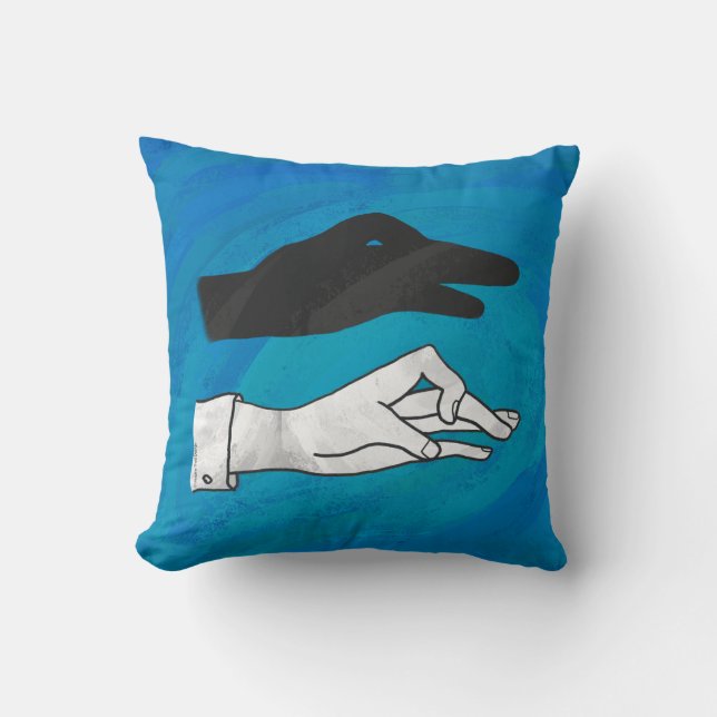 Shadow Duck On Blue Throw Pillow (Front)
