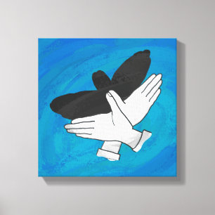 Shadow Eagle On Blue Canvas Print