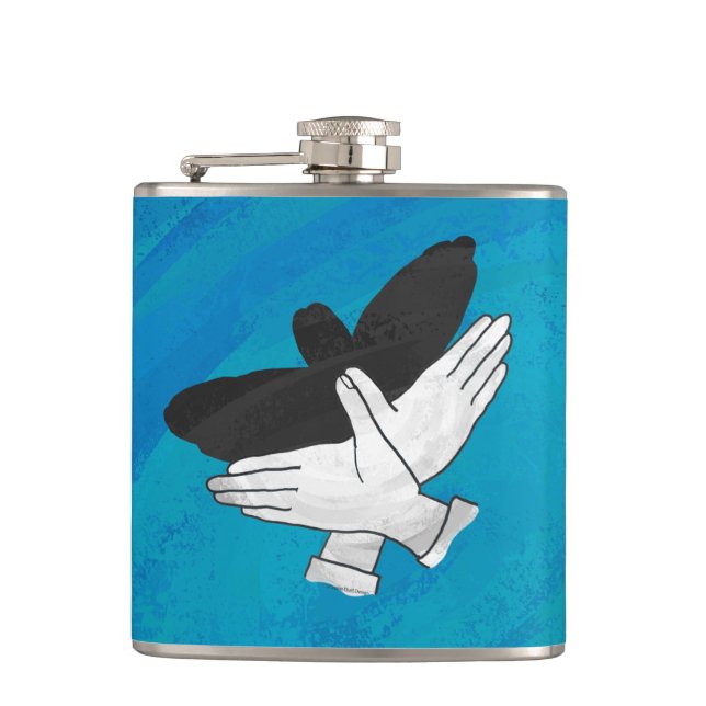 Shadow Eagle On Blue Hip Flask (Front)