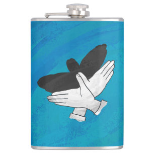 Shadow Eagle On Blue Hip Flask