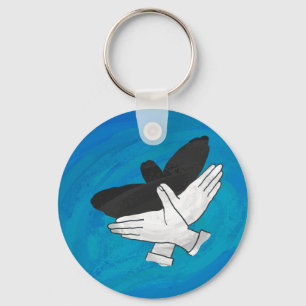 Shadow Eagle On Blue Keychain
