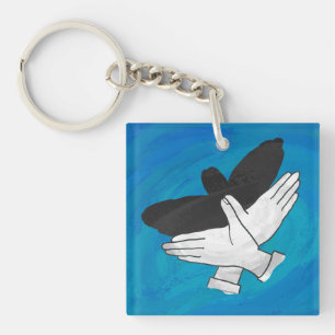 Shadow Eagle On Blue Keychain
