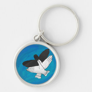 Shadow Eagle On Blue Keychain