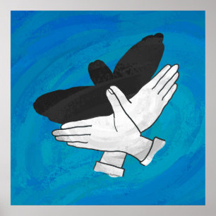 Shadow Eagle On Blue Poster