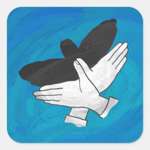 Shadow Eagle On Blue Square Sticker