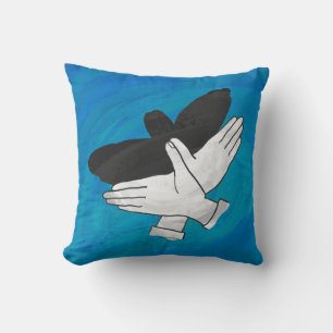 Shadow Eagle On Blue Throw Pillow