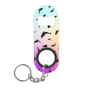Shadow fish shark whale gradient colourful galaxy keychain bottle opener