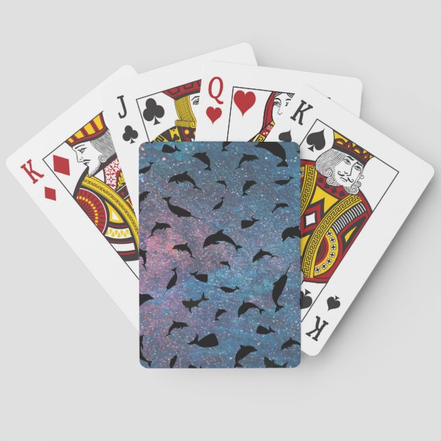 Shadow fish shark whale gradient colourful galaxy playing cards (Back)