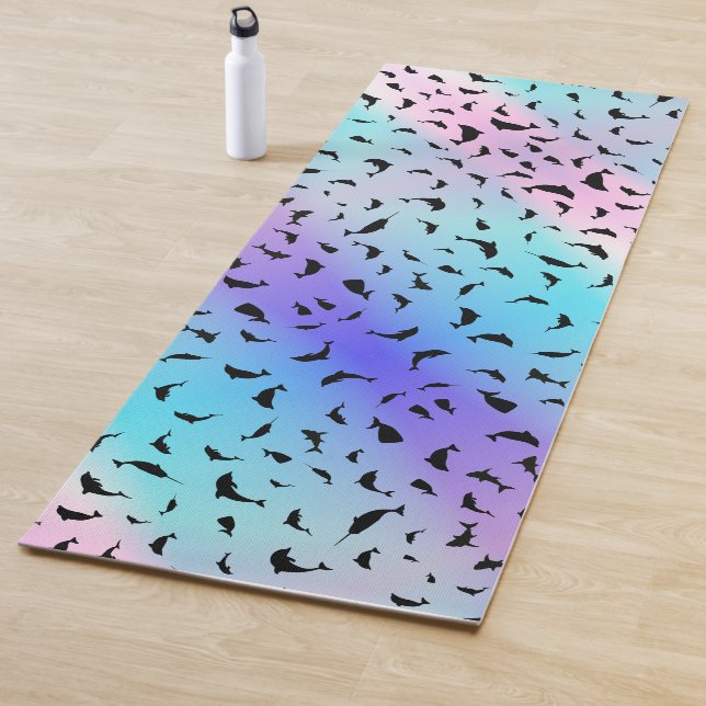 Shadow fish shark whale gradient colourful galaxy yoga mat (In Situ)