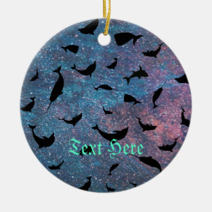 shadow fish shark whale on gradient galaxy ceramic ornament