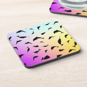 shadow fish shark whale on gradient galaxy coaster