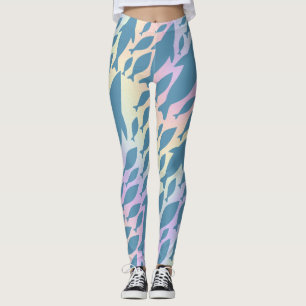 Shadow Fish Shark Whale on gradient galaxy Leggings