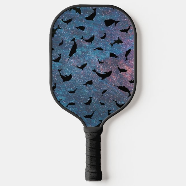 shadow fish shark whale on gradient galaxy  pickleball paddle (Front)