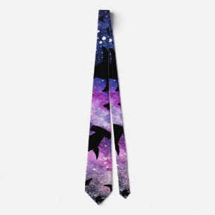 Shadow fish shark whale on gradient galaxy Space Tie