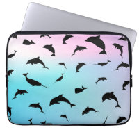 shadow fish shark whale on gradient ocean