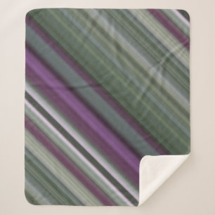 Shadow Flowers Purple and Green Stripe Sherpa Blanket