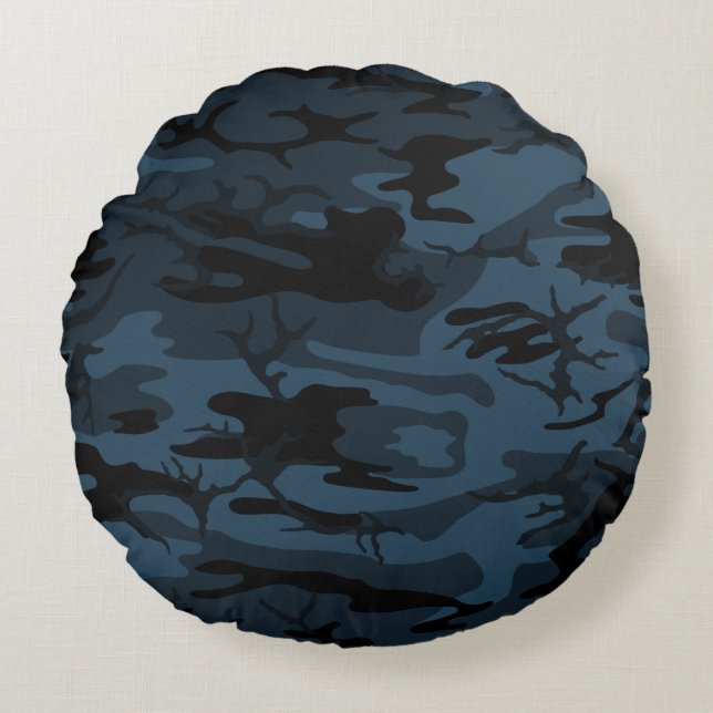 Shadow Grey Camo Round Pillow (Front)