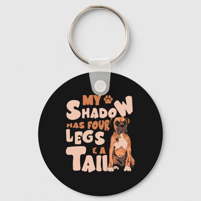 Shadow Has Four Legs And A Tail - American Bulldog Keychain (Front)