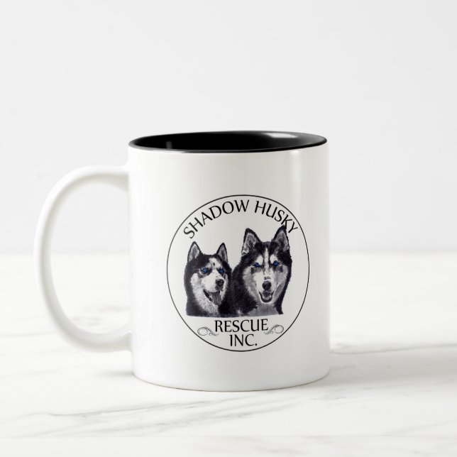 Shadow Husky Rescue Logo Two-Tone Coffee Mug (Left)