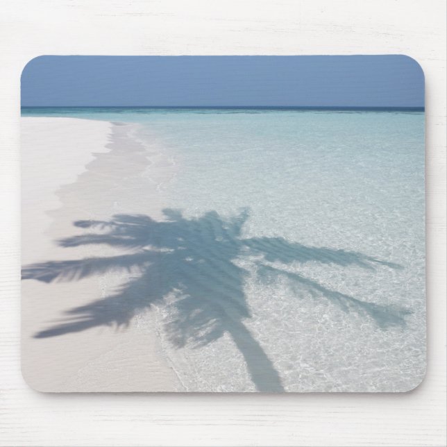 Shadow of a palm tree on a deserted island beach mouse pad (Front)