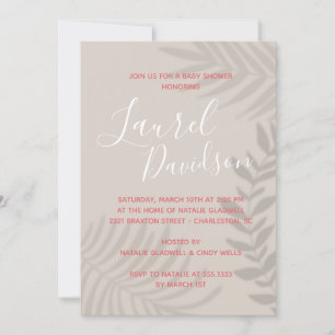 Shadow Palm Tan and Coral Shower Invitation
