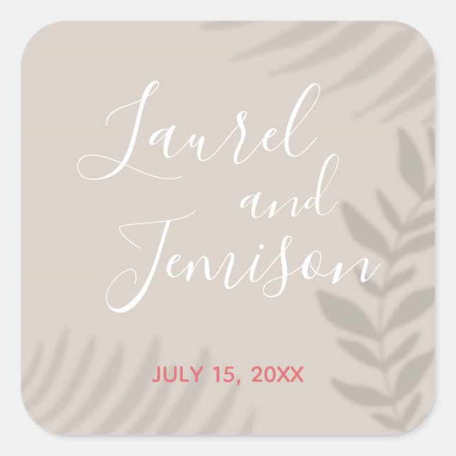 Shadow Palm Tan Square Sticker (Front)