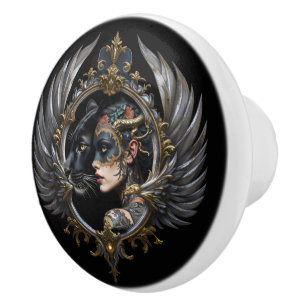 Shadow Queen – Panther Spirit Emblem.  Ceramic Knob