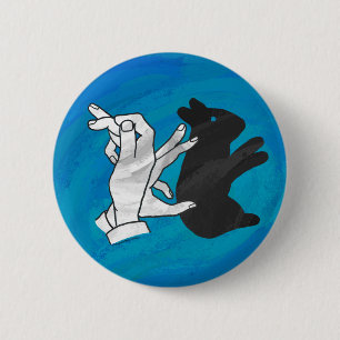 Shadow Rabbit On Blue 2 Inch Round Button