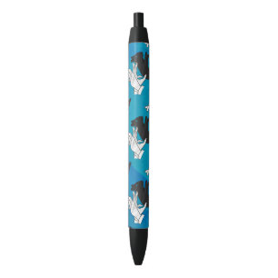 Shadow Rabbit on Blue Black Ink Pen