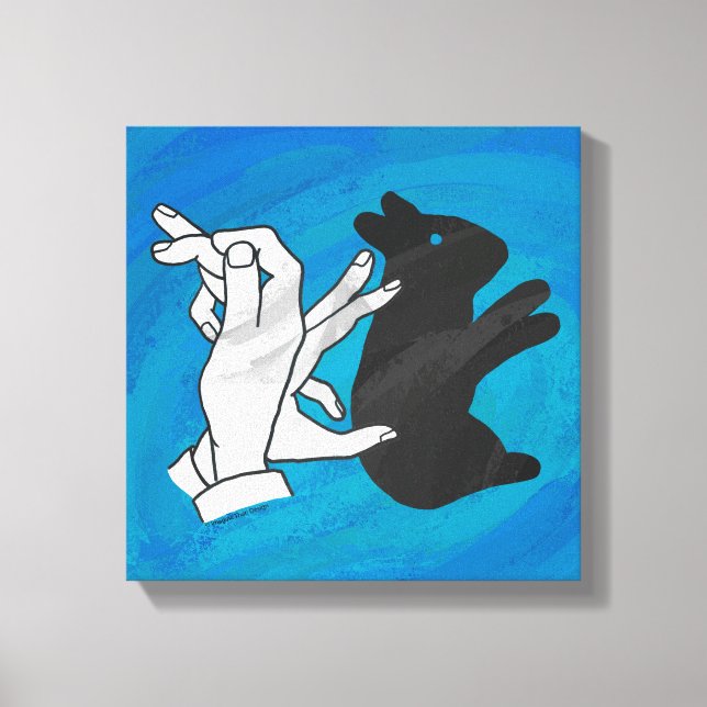 Shadow Rabbit On Blue Canvas Print (Front)