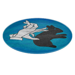 Shadow Rabbit On Blue Cutting Board