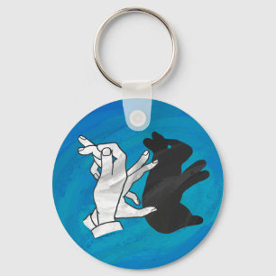 Shadow Rabbit On Blue Keychain