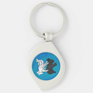 Shadow Rabbit On Blue Keychain