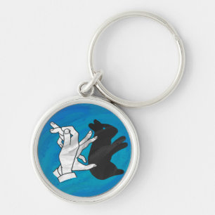 Shadow Rabbit On Blue Keychain