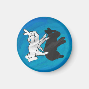 Shadow Rabbit On Blue Magnet