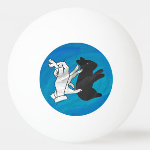 Shadow Rabbit On Blue Ping Pong Ball