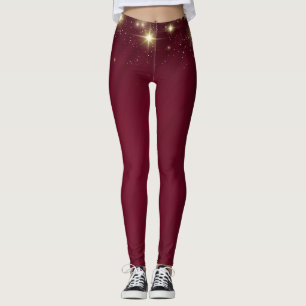 Shadow Red star gradient galaxy space pattern Leggings