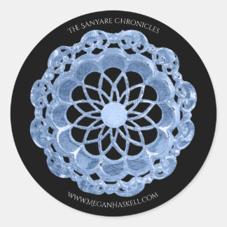 Shadow Rose Mandala Sticker - Blue on Black