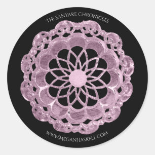 Shadow Rose Mandala Sticker - Pink on Black