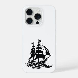 Shadow Sailing Ship – Vintage Ocean Illustration iPhone 15 Pro Case