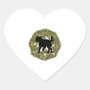 Shadow Silhouette Fluffy Tail Dog in a Wreath Heart Sticker