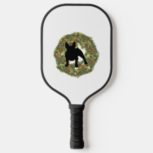 Shadow Silhouette French Bulldog in a Wreath Pickleball Paddle