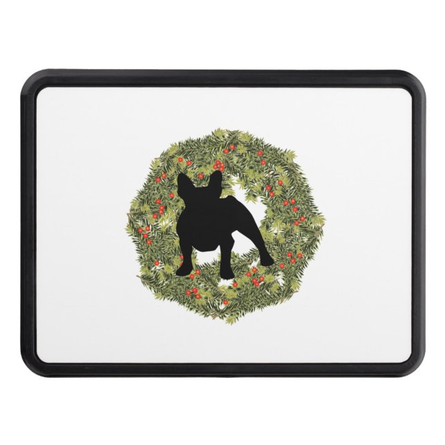 Shadow Silhouette French Bulldog in a Wreath   Trailer Hitch Cover (Front)