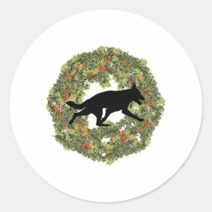 Shadow Silhouette German Shepherd Dog in a Wreath Classic Round Sticker