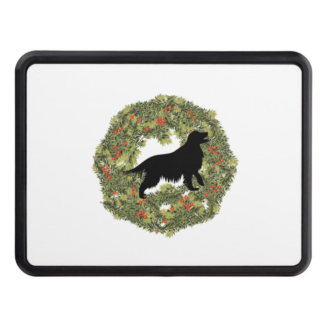 Shadow Silhouette Golden Retriever Dog in a Wreath Trailer Hitch Cover (Front)