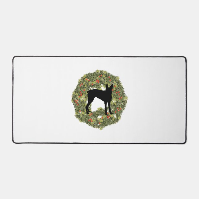 Shadow Silhouette McNab Dog in a Wreath   Desk Mat (Front)