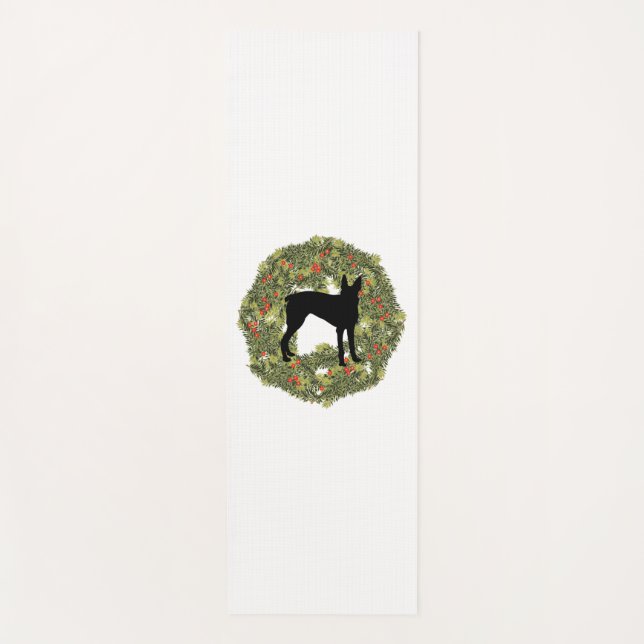 Shadow Silhouette McNab Dog in a Wreath   Yoga Mat (Front)