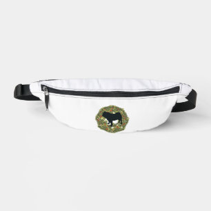 Shadow Silhouette Pug Dog in a Wreath Fanny Pack