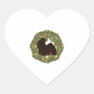 Shadow Silhouette Shih Tzu in a Wreath Heart Sticker