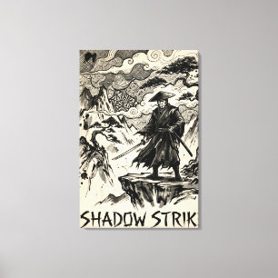 Shadow Strike Samurai Ink Art Canvas Print